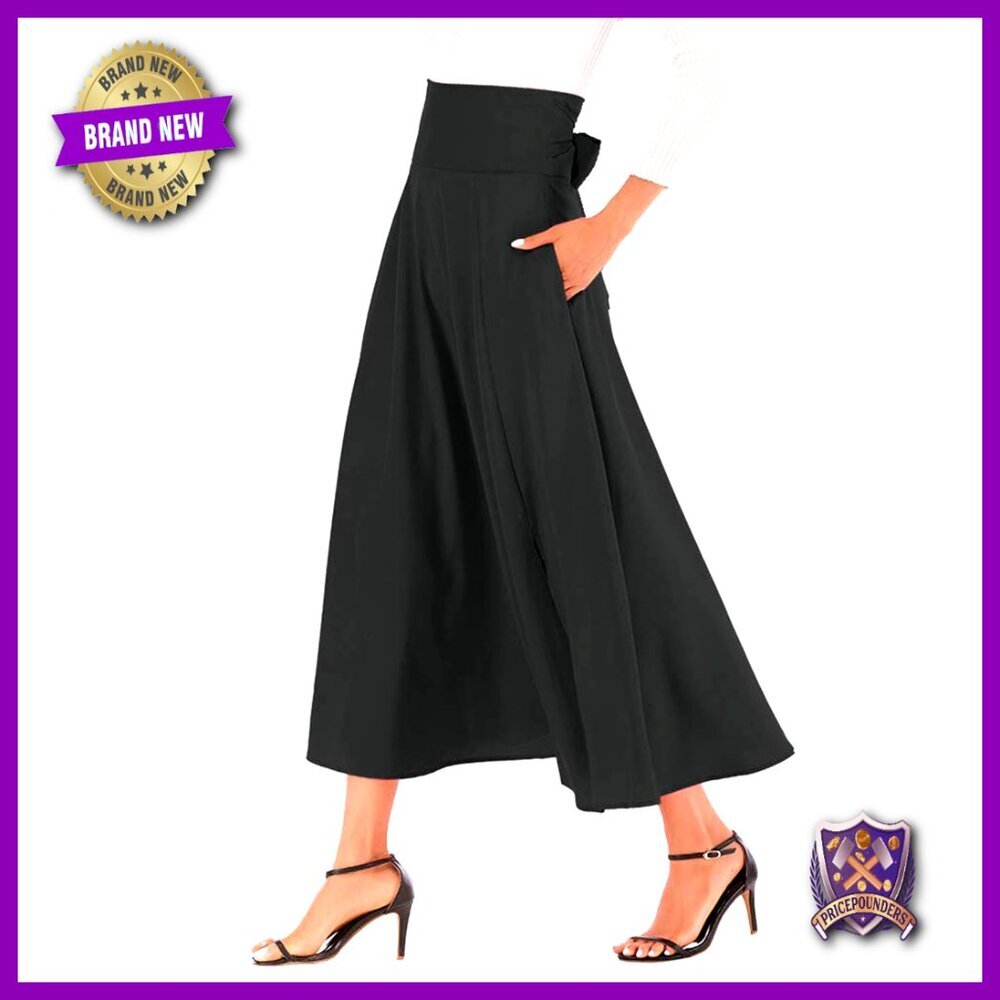 High-Waisted Pleated Maxi Skirt with Pockets, Vintage Strappy Style